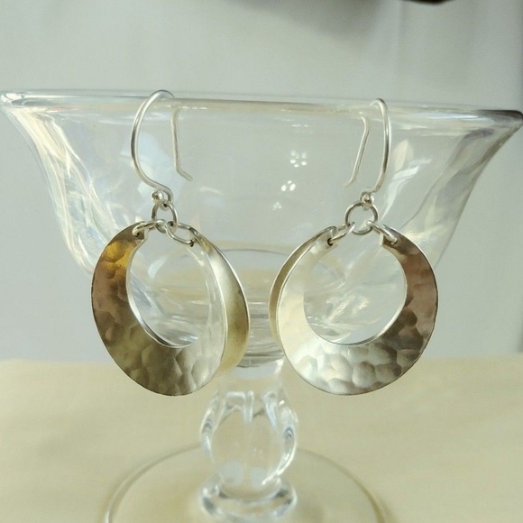 Silpada Jewelry - Silpada earrings Broad Hoop Drop Hammered Sterling